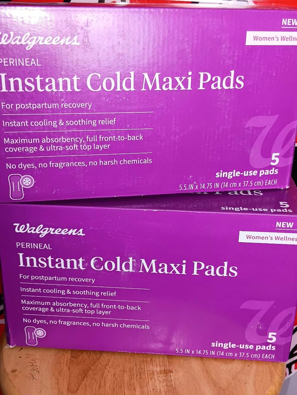 Walgreens Perineal Instant Cold Maxi Pads - Purple Box 2 Boxes Included.. - Picture 5 of 6